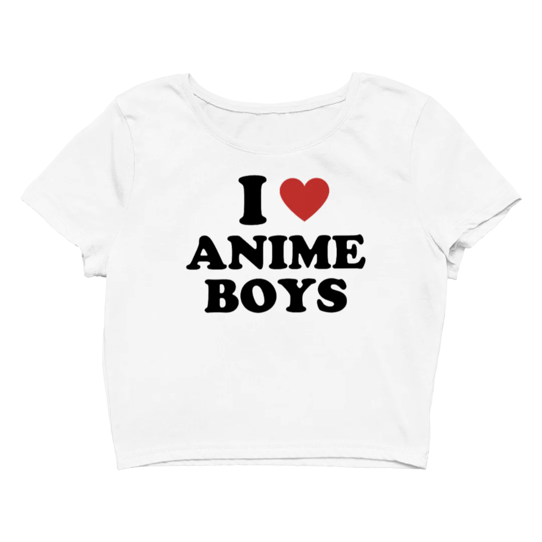 I Love Anime Boys Baby Tee | Crop Top